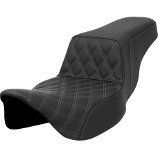 Saddlemen Step-Up Seat - Front Lattice Stitch - Gray Stitch - Extended Reach - FLH/FLT '08-'23 - 0801-1578  808-07E-17202