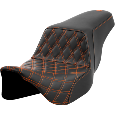 Saddlemen Step-Up Seat - Front Lattice Stitch - Orange Stitch - FLH/FLT '08-'23 - 0801-1573  808-07B-17203