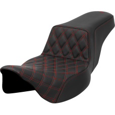 Saddlemen Step-Up Seat - Front Lattice Stitch - Red Stitch - Extended Reach - FLH/FLT '08-'23 - 0801-1580  808-07E-17204