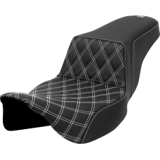 Saddlemen Step-Up Seat - Front Lattice Stitch - White Stitch - Extended Reach - FLH/FLT '08-'23 - 0801-1581  808-07E-17206