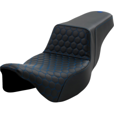 Saddlemen Step-Up Seat - Honeycomb - Extended Reach - Blue Stitching - FL '08-'23 - 0801-1562  808-07B-17801