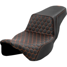 Saddlemen Step-Up Seat - Honeycomb - Extended Reach - Orange Stitching - FL '08-'23 - 0801-1563  808-07B-17803