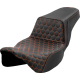 Saddlemen Step-Up Seat - Honeycomb - Extended Reach - Orange Stitching - FL '08-'23 - 0801-1563  808-07B-17803