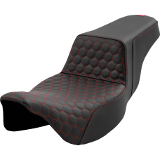 Saddlemen Step-Up Seat - Honeycomb - Extended Reach - Red Stitching - FL '08-'23 - 0801-1561  808-07B-17804