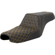 Saddlemen Step-Up Seat - Honeycomb - Gold Stitching - 3.3 Gal Tank - Sportster '04-'22 - 0804-0809  807-11-17707