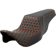 Saddlemen Step-Up Seat - Honeycomb - Orange Stitching - FL '08-'23 - 0801-1568  808-07B-17703
