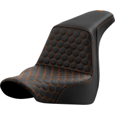 Saddlemen Step-Up Seat - Honeycomb - Orange Stitching - FL/FX '18-'24 - 0802-1583  818-29-17703