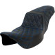 Saddlemen Step-Up Seat - Lattice Stitch - Blue Stitch - Extended Reach - FLH/FLT '08-'23 - 0801-1599  808-07E-17501