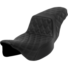 Saddlemen Step-Up Seat - Lattice Stitch - Dark Gray Stitch - Extended Reach - FLH/FLT '08-'23 - 0801-1601  808-07E-17502
