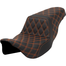 Saddlemen Step-Up Seat - Lattice Stitch - Orange Stitch - FLH/FLT '08-'23 - 0801-1585  808-07B-17503