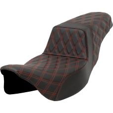 Saddlemen Step-Up Seat - Lattice Stitch - Red Stitch - Extended Reach - FLH/FLT '08-'23 - 0801-1603  808-07E-17504