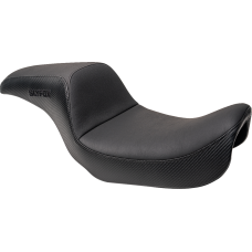 Slyfox Drifter Seat - Black Logo - Black Vinyl w/ Slipstop - Carbon Fiber - Dyna '96-'03 - 0803-0746  4683A-slyfox