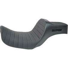 Slyfox Highnoon Seat - Vinyl - Classic Stitch - Black Logo - Dyna '12-'16 - 0803-0754  4694A-slyfox