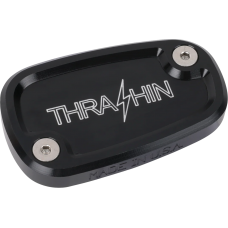 Thrashin Supply Co. Brake Reservoir Cap - Rear - Black - Twice Cut - '18+ Softail - 0610-2387  TSC-3177-4