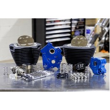 S&S Cycle 132" Power Pack with Chrome Pushrod Tubes and Cam Chain Tensioners, Chain Drive Cam, Black Finish without Highlight Fins, For Oil Cooled 2017-up M8 Models 310-1233