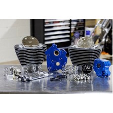 S&S Cycle 132" Power Pack with Chrome Pushrod Tubes and Cam Chain Tensioners, Chain Drive Cam, Black Granite Finish with Highlight Fins, For Water Cooled 2017-up M8 Models 310-1235