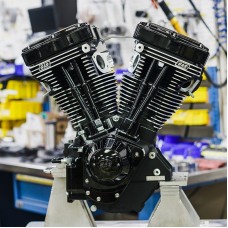S&S Cycle Black Edition V124 Long Block Engine w/o Induction/Ignition, 640 Cam, and Gloss Black Billet Gear Cover 310-1158