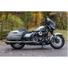 S&S Cycle Lava Chrome Mk45 Muffler with Black Cutlass End Caps for 2017-'24 M8 Touring 550-1113