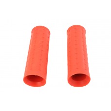 V-Twin Replica Waffle Handlebar Grip Set with Plug Hole Orange 28-0489