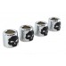 Motorshop Pushrod Cover Cup Set Chrome with Black Skull Design - 11-0038