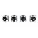 Motorshop Pushrod Cover Cup Set Chrome with Black Skull Design - 11-0038