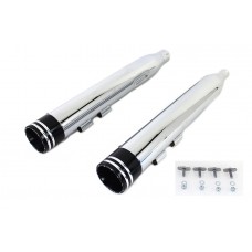V-Twin Factory Sample Wyatt Gatling Muffler Set Chrome with Black 2 Ring Comet Tip - 30-0713