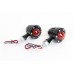 V-Twin LED Bullet Turn Signal Set Black with Red Lens 33-1653