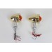 V-Twin LED Bullet Turn Signal Set Brass with Red Lens 33-1655