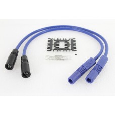 V-Twin Accel 8mm S/S Spiral Core Ignition Wire Set Blue 32-9183