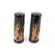 V-Twin Amber Flame Style Throttle By Wire Grip Set with Black Ends 28-0892