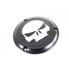 V-Twin Black 3 Hole Skull Derby Cover 42-0268
