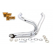 V-Twin Chrome Wyatt Gatling 2 into 1 Exhaust Pipe Header Kit 30-0772