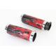V-Twin Red Flame Style Grip Set with Chrome Ends 28-0893