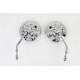 V-Twin Round Skull and Flame Mirror Set with One Piece Stems Chrome 34-1415