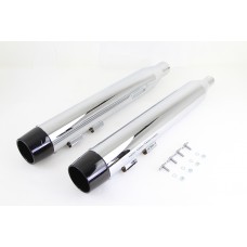 V-Twin Wyatt Gatling Muffler Set Chrome with Black Conical Tip 30-4011