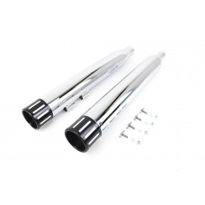 V-Twin Wyatt Gatling Muffler Set Chrome with Black Revolver Tip 30-4013