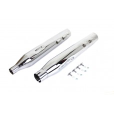 V-Twin Wyatt Gatling Muffler Set Chrome with Black Slash Down Tip 30-4017