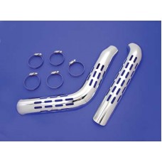 V-Twin Exhaust Heat Shield Set Perforated Style Chrome 30-3170