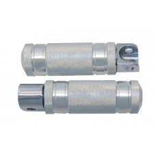 Silver Knurled Four Grooved Footpeg Set 27-2104