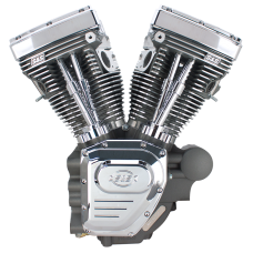 S&amp;S Cycle Engine, Assembled, T124, w/o Induction/Ignition, 640GE Cams, Stone Gray, Chrome Billet, 2007-'16 Touring Models 310-0511A