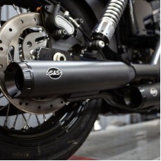 S&amp;S Cycle Grand National Slip-Ons for 1995-2009 Dyna models with staggered exhaust (FXD, FXDB, etc), Black 550-0721