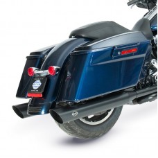 S&amp;S Cycle Slash Cut Slip-On Mufflers Black with Slash Down End - 4" for 1995-16 Touring Models, 2009-19 Tri Glide Models 550-0692