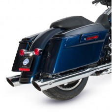 S&amp;S Cycle Slash Cut Slip-On Mufflers Chrome with Slash Down End - 4" for 1995-16 Touring Models, 2009-19 Tri Glide Models 550-0691