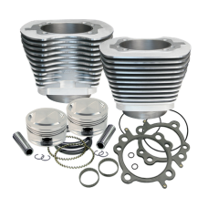 S&S Cylinder, Kit, 3-7/8″ Bore, 4.937″, 4″ Stroke, 92-1200, Silver, 1999-’06 bt, 11 Fin 910-0200