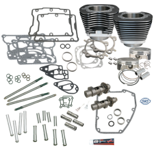 S&S Hot Set Up Kit, Big Bore, 106″, w/o Heads, w/ Cylinders S&S Pistons, 585CE, Wrinkle Black, 2007-up bt, ’08-up Touring 900-0354