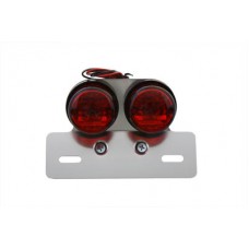 Chrome Twin Round Tail Lamp with Alloy License Bracket 33-0744