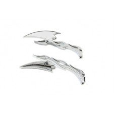 Crescent Mirror Set with Billet Flame Stems 34-0152