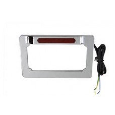 License Plate Frame Chrome Billet with LED Top Lamp 42-0966