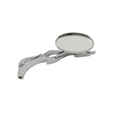 Oval Mirror with Billet Flame Stem, Chrome 34-0122