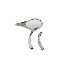 Spike Oval Mirror with Solid Billet Stems, Chrome 34-0138